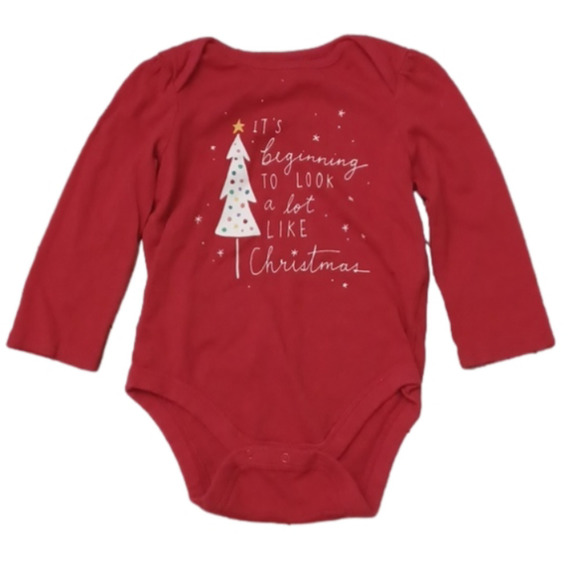 4 for 20$ - 18-24M BabyGap Christmas red long sleeve onesie size 18-24 months 💫 - Picture 1 of 7